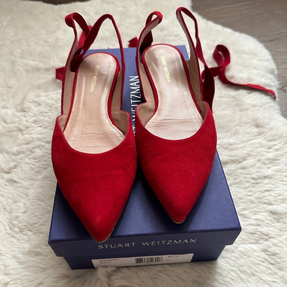 Stuart Weitzman Supersonic shoes, Red Suede, size 7
